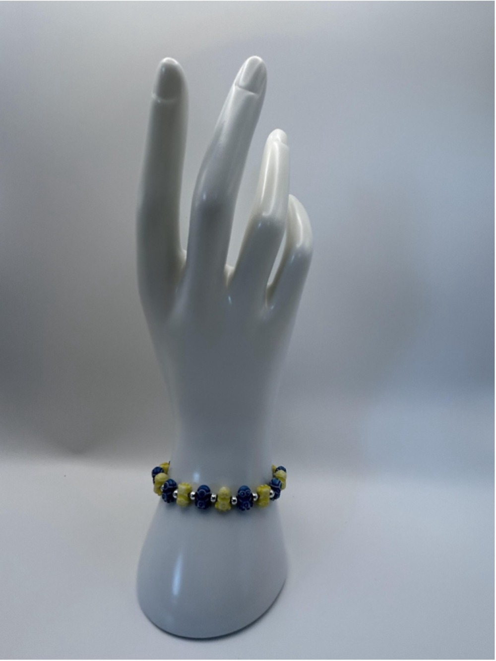 Bracelet Set Blue Glass Beaded Stretch 4 Piece Boho Stack Jewelry 7 In - Picture 5 of 8
